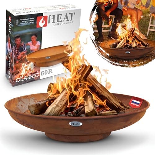 Image of HEAT Outdoor Living Fire Bowl 60 cm Rust - Fire Bowls for the Garden - Fire Pit Outdoor & Fire Barrel - Painted Steel Fire Bowl - Fire Basket for the Garden - 60x60x16cm