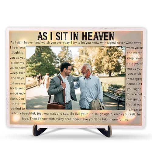 Image of Memorial Picture Frame, As I Sit In Heaven Frame, Sympathy Wooden Photo Frame With Stand, Bereavement Gifts For Loss Of Loved One, In Loving Memory Frame Gifts, Condolences Grief Decorations, A42