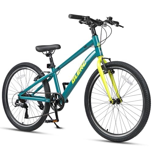 Image of Glerc Mesa 24 Inch Kids Bike for 9 10 11 12 13 14 15 Years Boys Youth Teenagers, 7 Speed Bicycle with Sturdy Frame & V-Brakes, Green