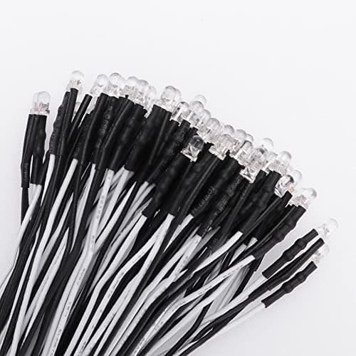 Image of YIXISI 50 PCS 3mm LED Diodes Light, Ultra Bright 12V 20cm Pre Wired, Cold White