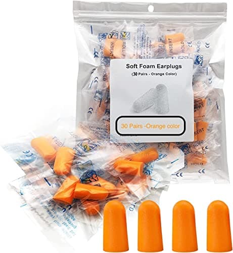 Image of Ear Plug -30-Pairs- Orange Soft Foam Ear Plug 38dB SNR Adult Kids Noise Cancelling and for Sleeping, Snoring, Work, Studying, Loud Noise Sound Blocking Reduction Earplugs Poly Bags