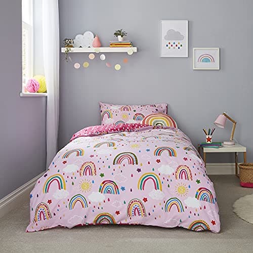 Image of Silentnight Healthy Growth Rainbow Kids Duvet Set - Toddler Childrens Boys Girls Cute Bedding - Machine Washable Duvets Quilts Bed Covers Sets, Single
