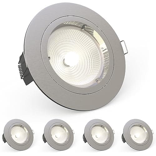 Image of National Lighting Recessed Lighting - Mains Powered LED Spot Lights Downlights for Ceiling - IP20 Rated GU10 Fitting for Halogen or LED - Satin Nickel Finish, Fixed Version – Pack of 4