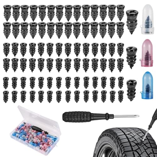 Image of VZU 85pcs Tyre Puncture Repair Kit with Rubber Nails & Screwdriver, On-the-Go Puncture Repair for Car, Universal Fast & Easy Tire Repair for Auto, Car and Motorcycle (28S+28M+28L)