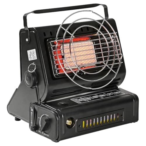 Image of LIVHOME 2-in-1 Portable Gas Heater & Stove 1.3kW with Auto Ignition, Safety Grill & Temperature Control, Butane/Propane Compatible Camping Heater Cooker for Camping (Camping Heater)