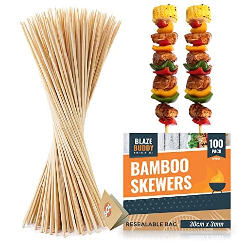 Image of SOL 100pk Bamboo Skewers 30cm - Wooden BBQ Skewers for Grilling & Kebab Sticks, Ideal for Parties, Strong Wooden for Kebab, Food Presentation & DIY Crafts