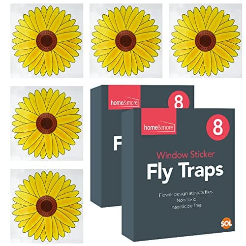 Image of SOL 16pk Fly Window Sticker Traps, Sunflower Design for Sticky Fly Trap, Moths, Mosquitoes, Indoor Catcher for Home, Strong Adhesive and Waterproof, Effective Pest Control Solution