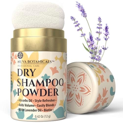 Image of Nuva Botanicals Non Aerosol Dry Shampoo Powder with Biotin - Lavender Extract and Korean Ginseng - Volumizing Travel Size (0.42 oz) - Gifts for Her