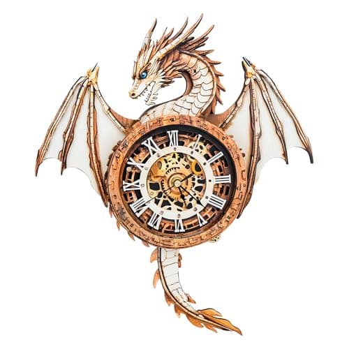 Image of Cutywood 3d Puzzles for Adults-Dragon Clock with Functional Timepiece, 3d Wood Puzzle (13 * 14.7in), Animal 3d Jigsaw Puzzles Desk/Wall Art Home Decor/Gifts for Friends/Family For Ages 14+ Only