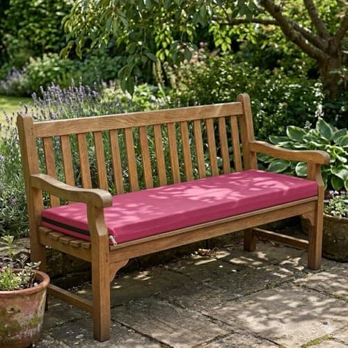 Image of Goldstar Beddings Premium Garden Bench Cushion - 2 & 3 Seater Foam Seat Pad for Indoor/Outdoor Use (Fuchsia, 2 Seater 16 x 42 x 2)