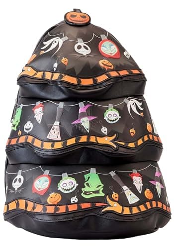 Image of Loungefly Nightmare Before Christmas Tree String Lights Glow Mini Backpack, Black, One Size, Backpack