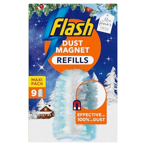 Image of Flash Dust Magnet Mrs Hinch's Winter Edition Alpine Escape Duster 9 Refills, Traps & Locks Up Dust, White, Light Blue
