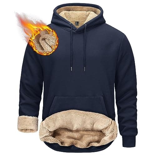 Image of TACVASEN Mens Hoodies Fleece Lined Pullover Athletic Tops Winter Warm Pullover Casual Hoodies for Outdoor Sports Navy,L