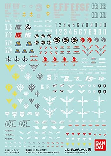 Image of Bandai Hobby No.107 Mobile Suit Gundam UC 1, Bandai Gundam Decal Hobby Decals
