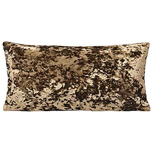 Image of Riva Paoletti Roma Square Filled Cushion Brown-Crushed Velvet Look and Feel-Hidden Zip Closure-Machine Washable-100 Case (20" x 20" inches), Polyester, Taupe, 50 x 50cm