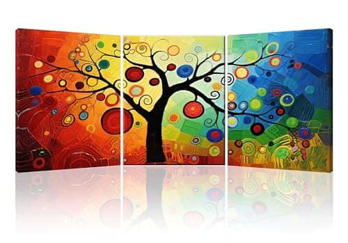 Image of Piy Painting Set of 3 Abstract Canvas Wall Art Colourful Trees Canvas Pictures For Wall Artwork Art Prints Paintings Pictures For Living Room Bedroom Hallway 12x16 inch