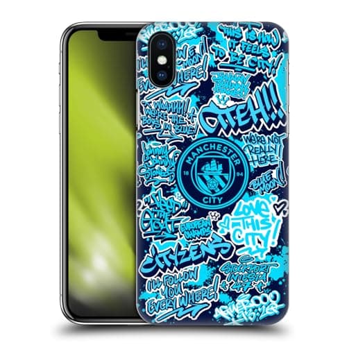 Image of Head Case Designs Officially Licensed Manchester City Man City FC Patterns Graffiti Tags by Murwalls Hard Back Case Compatible With Apple iPhone X/iPhone XS