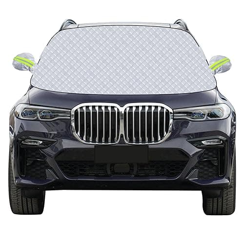 Image of Mengine Car Windscreen Cover, Snow UV Ice Protection Car Windshield Cover with 9 Hidden Magnets & Side Wing Mirror Covers, Windshield Frost Guard Fit for Cars in All Weather (157 * 126cm)