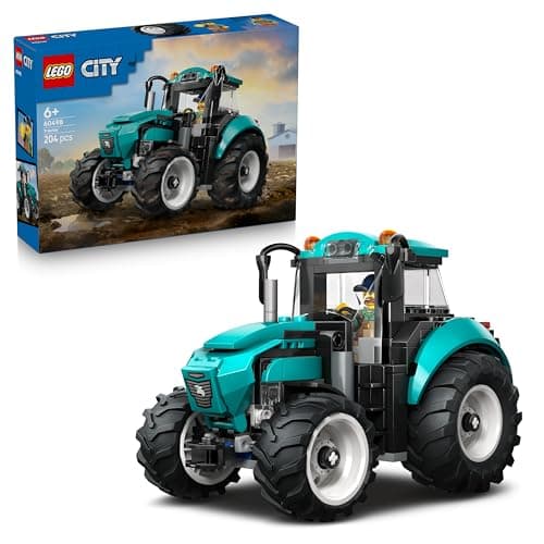 Image of LEGO City Tractor Toy - Farm Vehicle Model Building Kit with a Farmer Minifigure - Birthday Gift Idea for 6+ Year Old Boys and Engineering Fans - 60498