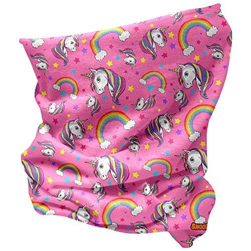Image of Girls Unicorn and Rainbow Multifunctional Snood scarf hat (Pink, One Size)