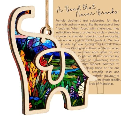 Image of Friendship Elephant Ornament with Story Card,Elephant Ornament Gift for Women,Friendship Wooden Hanging Decorations,Christmas Elephant Gifts,Unique Handcrafted Keepsake,Cute Elephant Gifts(Blue)