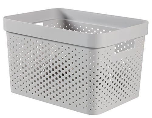 Image of Curver Storage Box "Infinity" with Dot Pattern, Light Grey, 17 Litre