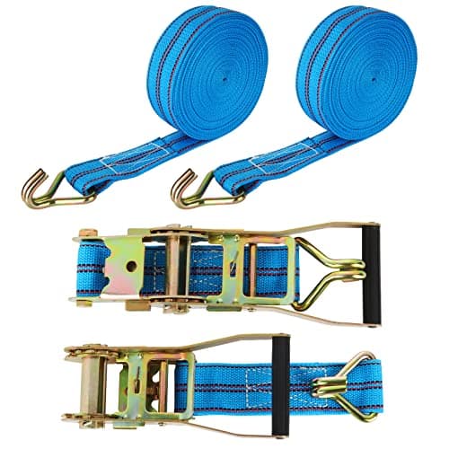 Image of STARVAST 2 Sets Heavy Duty Ratchet Tie Down Strap, 5cm x 10m Cam Buckle Ratchet Strap, Adjustable Lashing Strap, Car Tensioning Belt, Wheel Strap with Hook for Trailer Truck – Load Capacity 6000KG