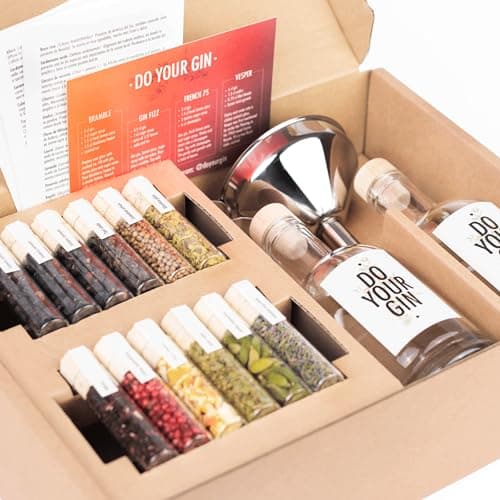 Image of DO YOUR GIN l DIY Gin-Making Infusion Kit | Cocktail Kit | Bartender Gift Basket | Birthday Gifts for Men, Women for Him & Her | Alcohol Gift | 12 Botanicals, Bottles & Recipes