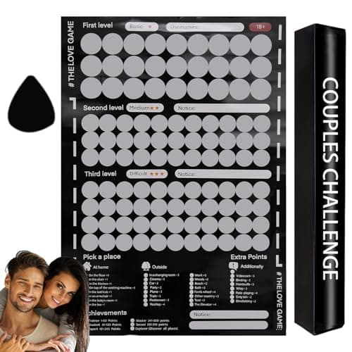 Image of WANDGU Love Game Poster Scratch Off: 100 Date Night Game Ideas for Couples, Romantic Couple Gift (Anniversary/Valentine's Day), Creative Scratch Poster as Wall Decoration