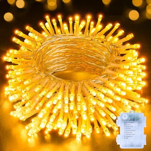 Image of Hopexy Battery Fairy Lights, 15m 150LEDs Fairy Lights Battery Operated with Timer, Waterproof Warm White String Lights with 8 Modes/Indoor Outdoor for Bedroom Wedding Garden Decorations