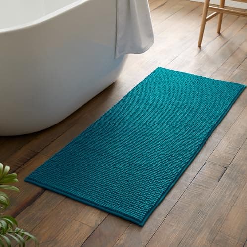 Image of Catherine Lansfield Bobble 50x120cm Bath Runner Teal Green