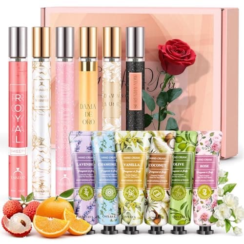 Image of Premium Perfume Gift for Women, 6 x 35 ml Mini Perfume + 6 Hand Cream Mini Set, Eau de Parfum for Women with Sweet Floral and Fruit Fragrance, Gifts for Her Birthday, Valentine's Day, Christmas