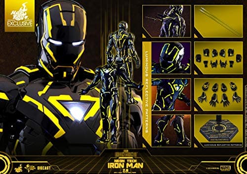 Image of Hot Toys Movie Masterpiece - Iron Man 2 - Mark VI (6) Neon Tech Suit Diecast 1/6 Sixth Scale Collectible Figure 2019 Toy Fair Exclusive Limited Edition