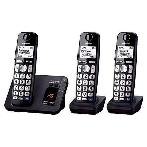 Image of Panasonic KX-TGE723 Big Button DECT Cordless Telephone with Nuisance Call Blocker & Digital Answering Machine (Trio Handset Pack) - Black