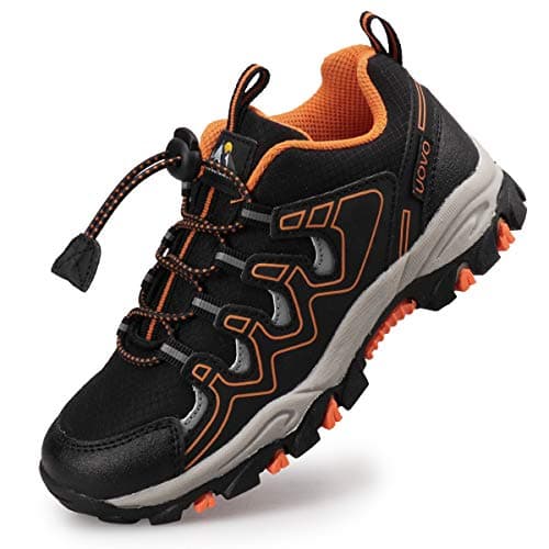 Image of UOVO Boys Trainers Kids Walking Shoes Low-Top Sneakers Children Waterproof Trekking Hiking Footwear Running Shoes Black Orange Size 9 UK Littler Kdis