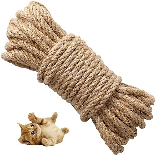 Image of Hemp Rope, 6mm (20 M/ 66 Feet) Thick Scratch Post Rope Strong Natural Jute Rope, Sisal Rope for Cat Scratcher/Garden Bundling, Repair Cat Tree