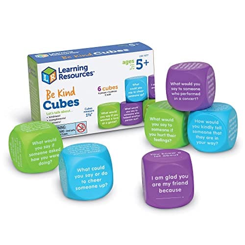 Image of Learning Resources Be Kind Cubes, Autism Learning Materials, Speech Therapy Materials, Social Emotional Learning Toys and Games for Kids, 6 pieces, Ages 5+