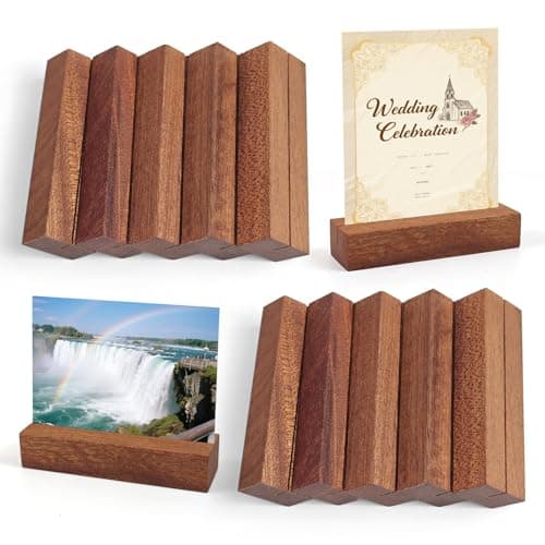 Image of YIMETOP 10Pcs Ebony Wooden Place Card Holders for Weddings & Events - Table Number, Menu & Photo Display Stands, Indoor/Outdoor Use