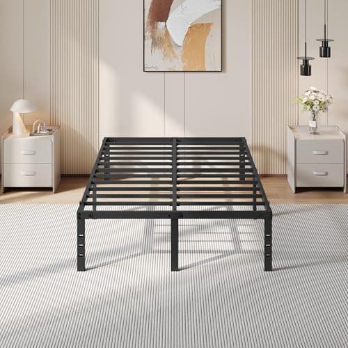 Image of Yaheetech 41cm Double Bed Frame Metal 4ft6 Solid Double Platform Bed with Heavy Duty Steel Slat Support/Non-slip Mattress Foundation/No Box Spring Needed/Under-bed Storage/Esay Assembly/Black