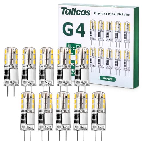 Image of Tailcas G4 LED Bulbs, 1.5W 12V Mini Capsule Light Bulb AC/DC (20W Halogen G4 Lamp Equivalent), Bi-Pin Base JC Type Non-dimmable for Lighting Decor, Chandelier Home 10Pack (Warm White)