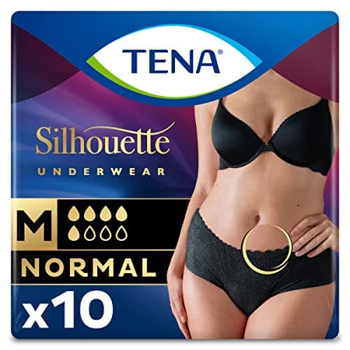 Image of Tena Silhouette Noir Disposable Absorbent Panties, Low Waist, Size M, 10 Pieces