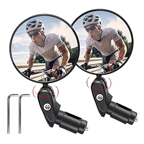 Image of Vintoney Bike Mirrors for Handlebars (Pair), 360° Rotatable Bicycle Rear View Mirrors, Wide Angle Convex Bar End Mirrors, Secure & Adjustable Cycle Mirrors for Road Bike & Daily Commuting