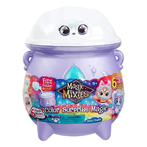 Image of Magic Mixies Color Surprise Magic Cauldron. Reveal a Mixie Plushie from the Fizzing Cauldron and Discover 6 Magical Color Change Surprises
