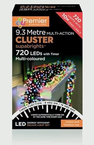 Image of Premier Decorations - 720 Multi Action Cluster LED Lights with Timer - Multi-Colour