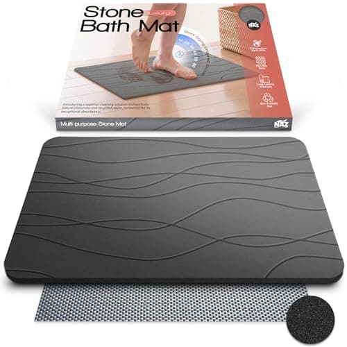 Image of Naz Essentials Stone Bath Mat – XL Non-Slip Diatomite Earth Mat for Bathroom or Kitchen – Quick-Drying, Super Absorbent, and Easy to Clean