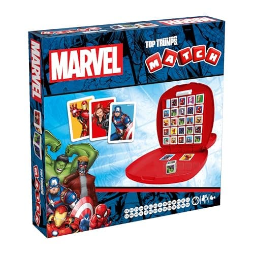 Image of Top Trumps Match Marvel Avengers The Crazy Cube Game, play with heroe, travel board game, gift for ages 4 plus