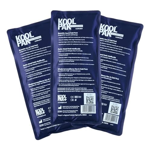 Image of Koolpak Hot and Cold Gel Packs Reusable - 12cm x 29cm Microwaveable Heat Pack for Pain Relief - Long-Lasting Therapy with Soft Nylon Cover - Flexible Design for Stomach, Back, Neck & Legs (Pack of 3)
