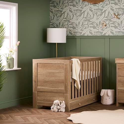 Image of Obaby Nika Under Drawer 140 x 70cm – Oak Cot Bed Storage Drawer with Castors