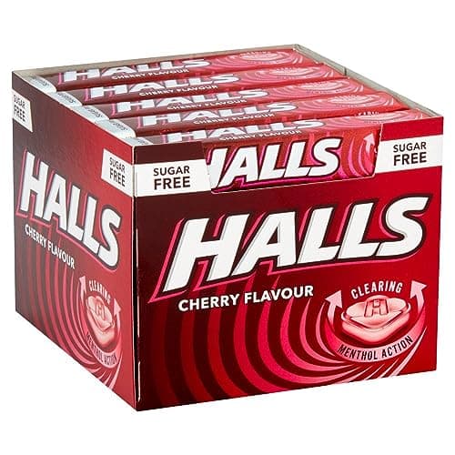 Image of Halls Sugar Free Cherry Mentho-Lyptus Throat Lozenges Stick 32 g (Pack of 20)