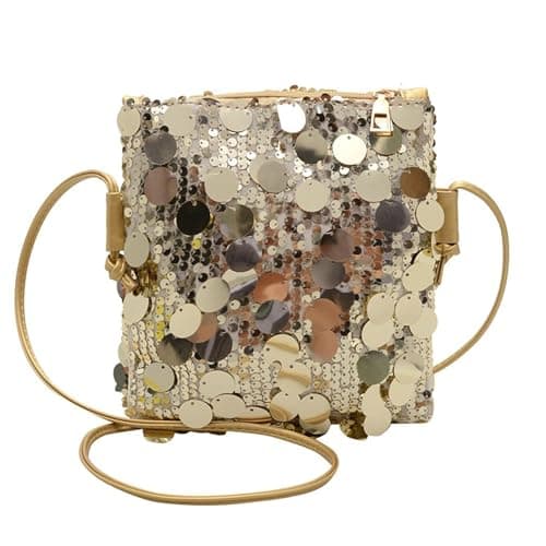 Image of LOCCY Sequin Crossbody Bag for Women, Small Cross Body Handbags Sparkly Sequin Crossbody Phone Bag Mobile Phone Purse Wallet Mobile Phone Pouch Bag for Women Teen Girls (Gold)